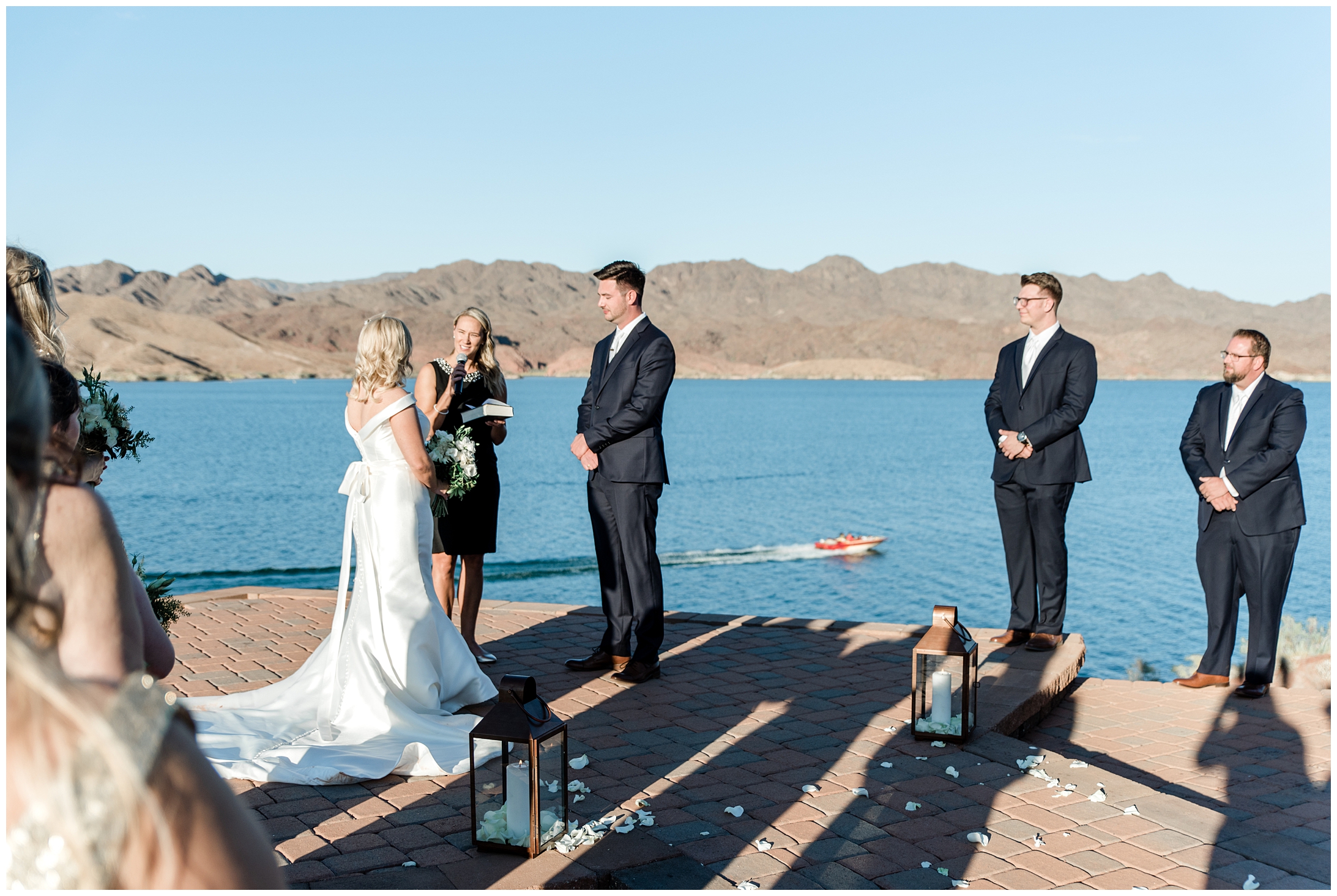 wedding ceremony overlooking a lake
