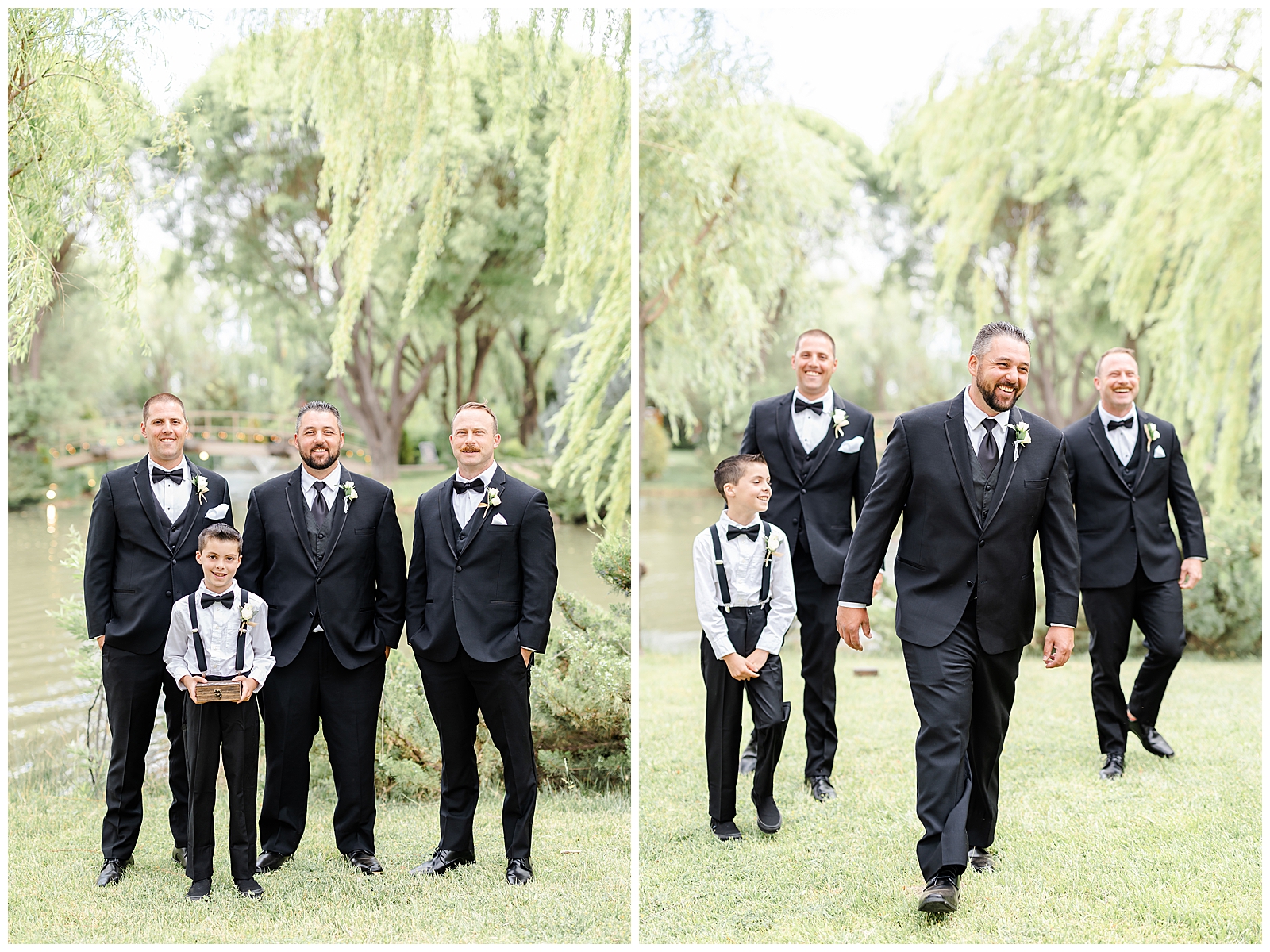 groomsmen in black tuxes 