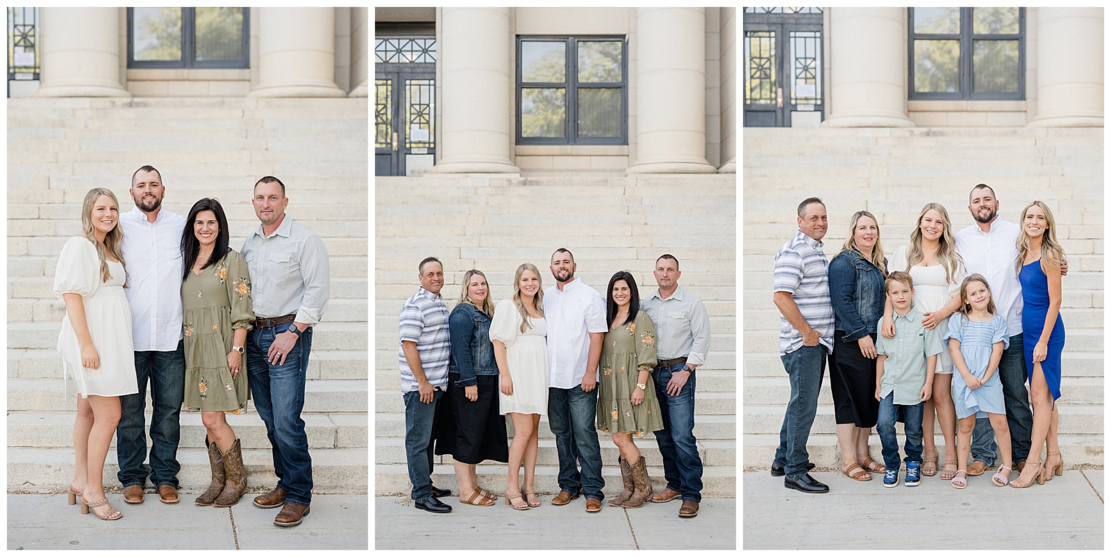 group of people standing together in front of large steps outdoors